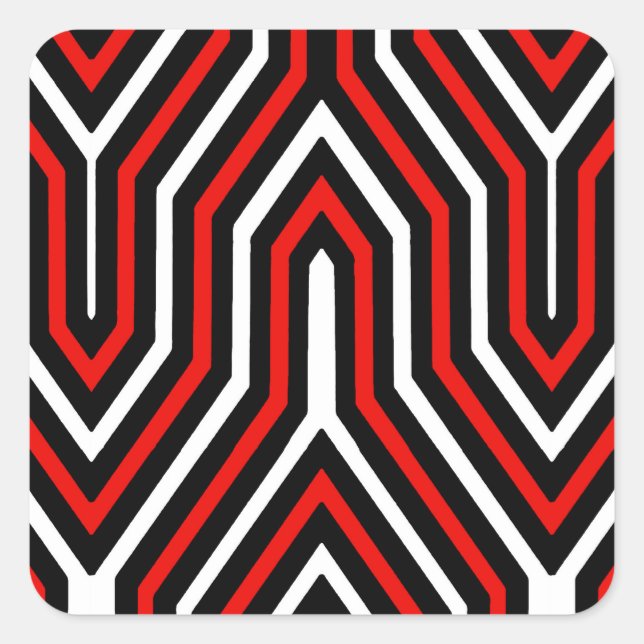 Art Deco Geometric - red, black and white Square Sticker (Front)