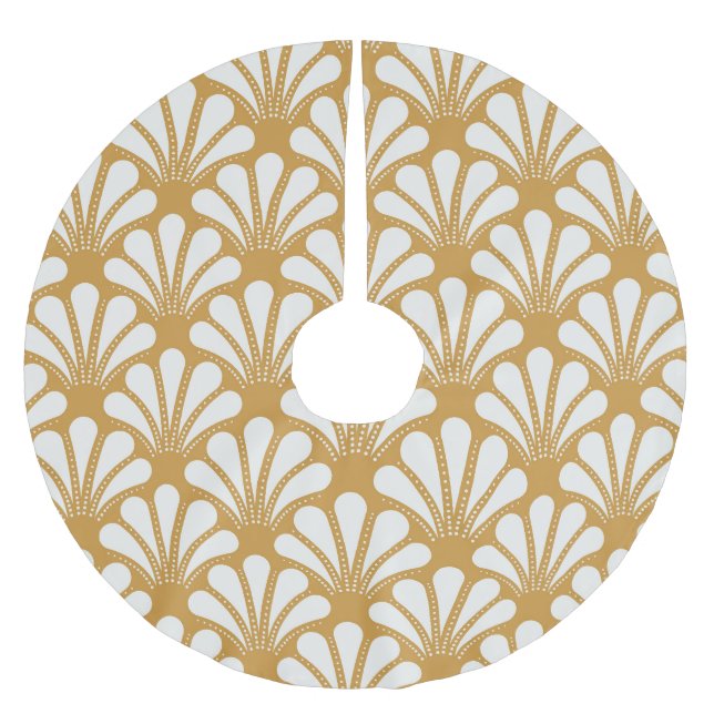 Art Deco Geometric Sea Shell Brushed Polyester Tree Skirt (Front)