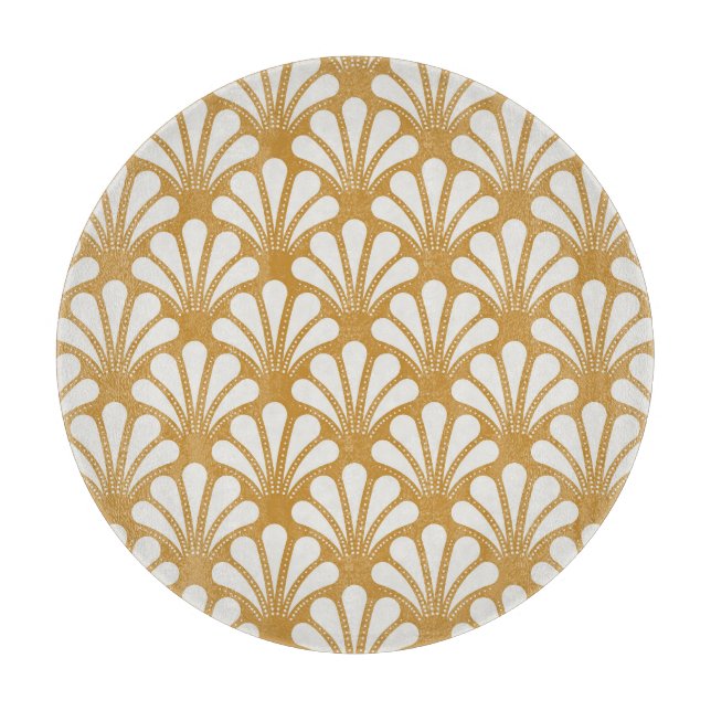 Art Deco Geometric Sea Shell Cutting Board (Front)