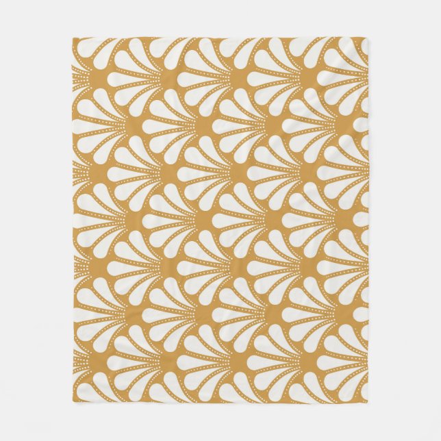 Art Deco Geometric Sea Shell Fleece Blanket (Front)