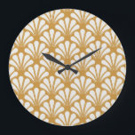 Art Deco Geometric Sea Shell Large Clock<br><div class="desc">Vintage Art Deco Seamless Pattern. Geometric decorative with circles texture. Retro Sea Shell background. Sea Shell Elegance: Geometric shapes form a luxurious Art Deco shell pattern. Unleash the beauty of Art Deco patterns. A touch of luxury and style in every pixel. nouveau, pattern, background, abstract, illustration, flower, texture, decor, fashion,...</div>