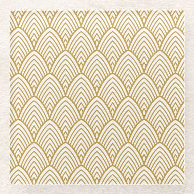 Art Deco geometric seamless pattern. Glass Coaster (Front)