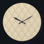 Art Deco geometric seamless pattern. Large Clock<br><div class="desc">Vintage Art Deco Seamless Pattern. Geometric decorative texture.
Vintage Art Deco: geometric decorative texture in style.
Enter the Art Deco realm with this seamless geometric wonder. Let your style shine!
art,  deco,  pattern,  line,  20s,  background,  leaf,  fan,  gatsby,  geometric,  minimalist,  retro,  nouveau,  japanese,  stripe,  victorian,  stencil,  floral,  seamless,  shell</div>