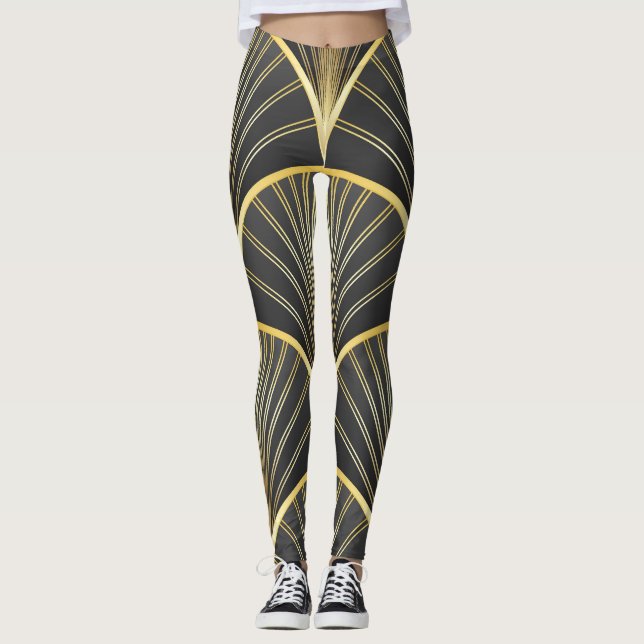 Art Deco Geometric Texture Illustration Leggings (Front)