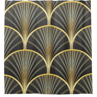 Art Deco Geometric Texture Illustration Shower Curtain