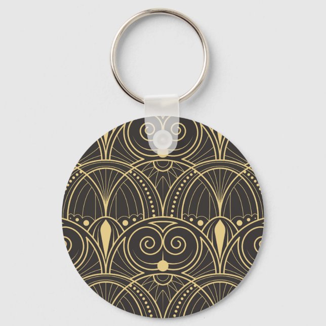 Art Deco Geometric Tiles Luxury. Key Ring (Front)