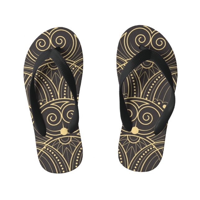 Art Deco Geometric Tiles Luxury. Kid's Thongs (Footbed)