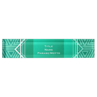 Art Deco Geometric turquoise & white Nameplate