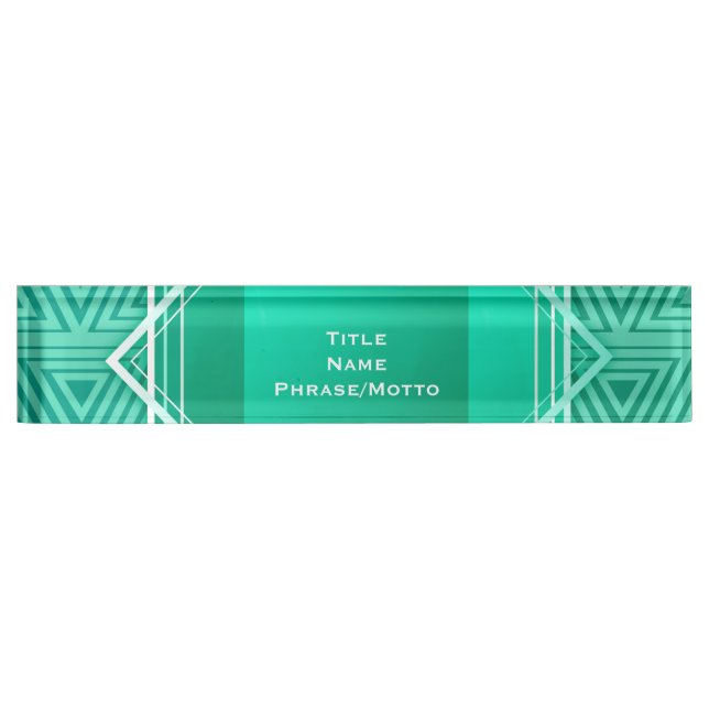 Art Deco Geometric turquoise & white Nameplate (Front)