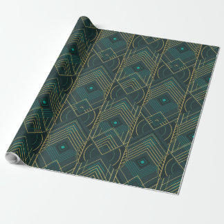 Art Deco Geometric Uplift - Turquoise Teal Wrapping Paper