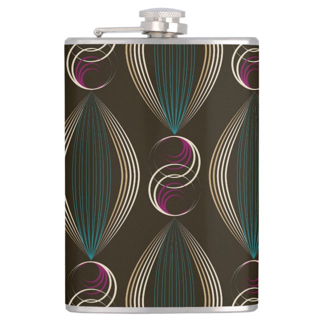 Art deco: geometric vintage pattern. hip flask (Front)