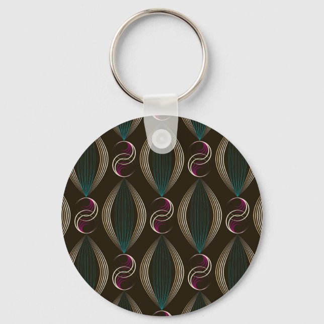 Art deco: geometric vintage pattern. key ring (Front)