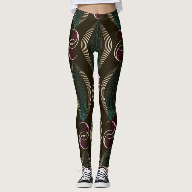 Art deco: geometric vintage pattern. leggings (Front)
