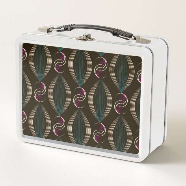 Art deco: geometric vintage pattern. metal lunch box (Front)