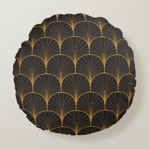 Art Deco, Geometric Vintage Pattern. Round Cushion