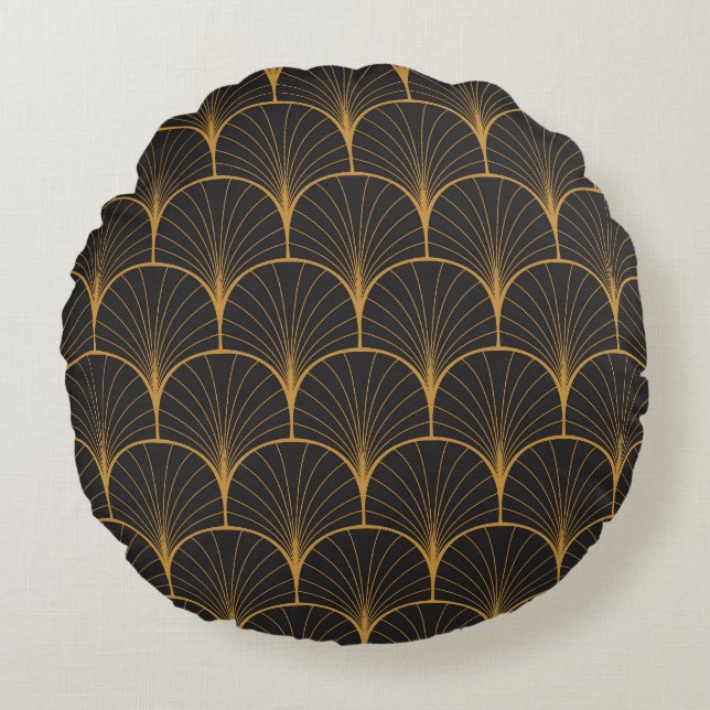 Art Deco, Geometric Vintage Pattern. Round Cushion (Front)