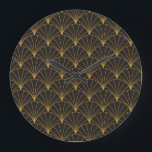 Art Deco geometric, vintage seamless pattern. Large Clock<br><div class="desc">Vintage Art Deco Seamless Pattern. Geometric decorative texture.
Art Deco Glamour: Geometric Beauty Unleashed!
Art Deco Geometric Pattern: Vintage Elegance!
deco,  pattern,  background,  illustration,  motif,  gold,  seamless,  decor,  nouveau,  japanese,  flower,  fan,  tile,  shell,  geometric,  circle,  texture,  luxury,  abstract,  fashion</div>