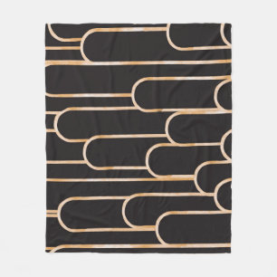 Art Deco Geometry: Gold Watercolor Wallpaper Fleece Blanket