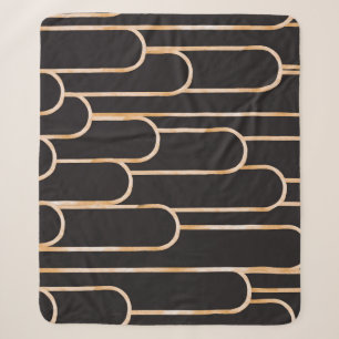 Art Deco Geometry: Gold Watercolor Wallpaper Sherpa Blanket