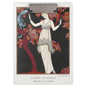 Art Deco George Barbier Vintage Fashion Bird Art Clipboard