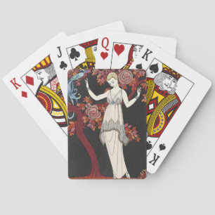 Art Deco George Barbier Vintage Fashion Bird Art Playing Cards