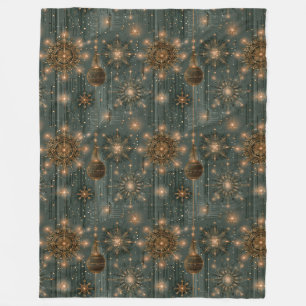 Art Deco Gilded Christmas Night Glow Fleece Blanket