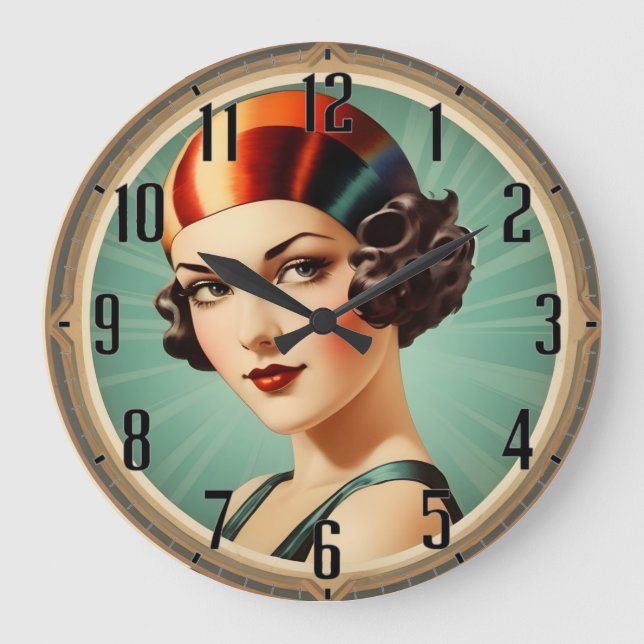 Art Deco girl Large Clock (Front)