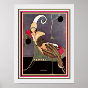 Art Deco "Girl On Chaise" Print 12 x 16