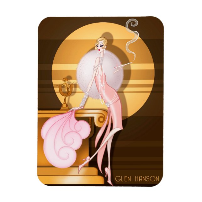 "Art Deco Girl" Premium Flex Magnet by Glen Hanson (Vertical)