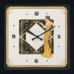 Art Deco girl Square Wall Clock<br><div class="desc">Great clock design. You will love it like others. Be free to use this design for other product you like or to customise and add your text. Follow me for more. Thank you. Have a nice day.</div>