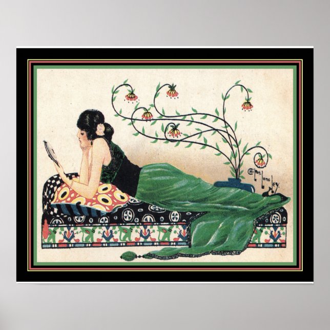 Art Deco "Girl With Mirror" Print -16x20 (Front)