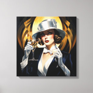 Art Deco Glam: Gold Woman Canvas Print