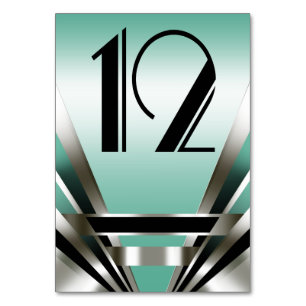 Art Deco Glam Nouveau Table Numbers   teal
