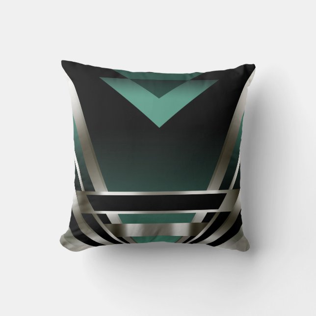 Art Deco Glam Nouveau | teal Cushion (Front)