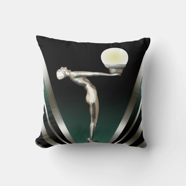 Art Deco Glam Nouveau | teal Cushion (Front)