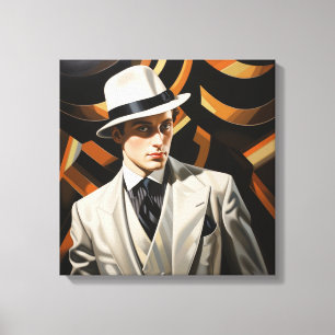 Art Deco Glam: Silver Man Canvas Print