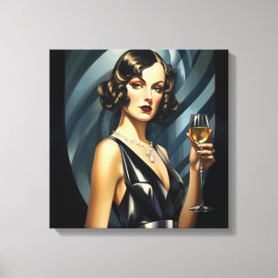 Art Deco Glam: Silver Woman Canvas Print