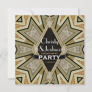 Art Deco Glam Sparkle Engagement Party Invitation