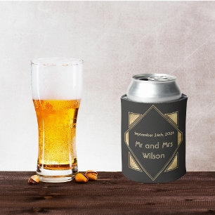 Art Deco Glam Vintage Wedding Can Cooler