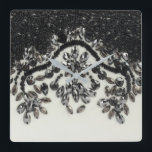 Art Deco Glamorous Vintage Fashion Black White  Square Wall Clock<br><div class="desc">Art Deco Glamorous Vintage Fashion Black White Floral home decorations,  The rhinestone design details are simulated in the artwork. 
No actual rhinestones will be used in the making of this product.</div>