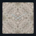 Art Deco Glamorous Vintage Fashion Grey Beige Square Wall Clock<br><div class="desc">Art Deco Glamorous Vintage Fashion Grey Beige home decorations,  The rhinestone design details are simulated in the artwork. 
No actual rhinestones will be used in the making of this product.</div>