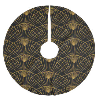 Art Deco Glamour: Golden Fan. Brushed Polyester Tree Skirt