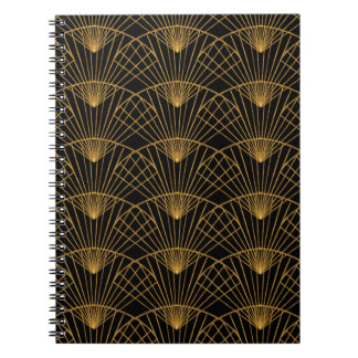 Art Deco Glamour: Golden Fan. Notebook