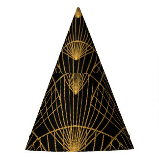 Art Deco Glamour: Golden Fan. Party Hat