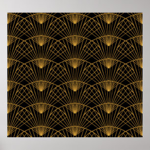 Art Deco Glamour: Golden Fan. Poster