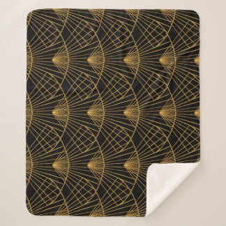 Art Deco Glamour: Golden Fan. Sherpa Blanket