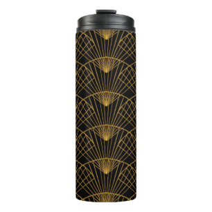 Art Deco Glamour: Golden Fan. Thermal Tumbler