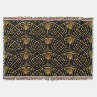 Art Deco Glamour: Golden Fan. Throw Blanket