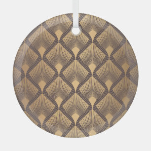 Art Deco Glamour: Golden Scales. Glass Tree Decoration