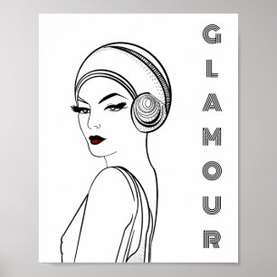 Art Deco Glamour Woman Illustration Poster